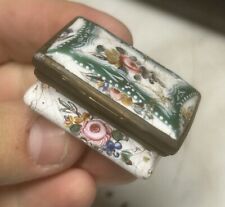 Enameled Copper Pill Box Antique 18th Century Box