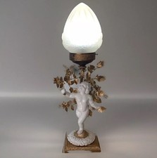 Art Deco Satin Glass PuttoWhite Antique Ceramic Globe Lamp