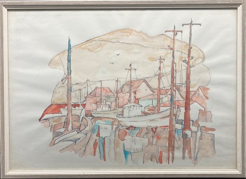 Aquarelle 1982 fischerboote - aquarelle,