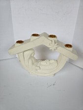 Vintage Nativity Manger Scene Candle Holder Christmas Crèche Mary And Baby Jesus