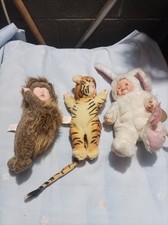 Lot De 3 Poupée Lapin Tigre Ours ANNE GEDDES - Baby Bunnies Doll 25 cm 