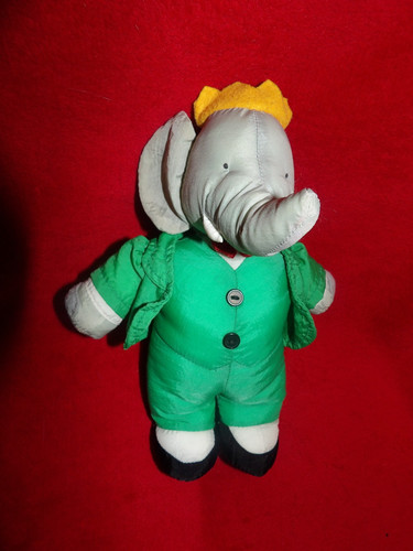 Peluche doudou babar gris - doudou,