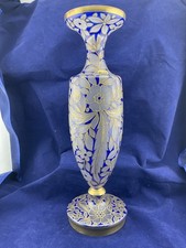 czech hand blown glass hand painted 13 7/8" tall