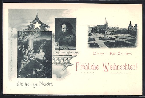 Carte postale dresde nuit - postale, dresde,