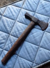 Antique axe / herminette - wrought iron - width 18 cm - wood handle 36 cm 