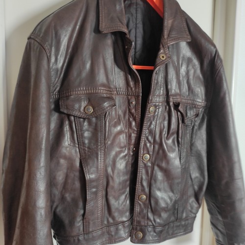 Blouson cuir marron foncé
