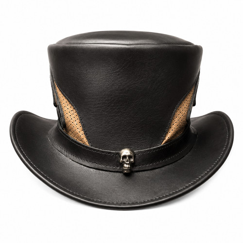 Chapeau haut cuir style - haut, en