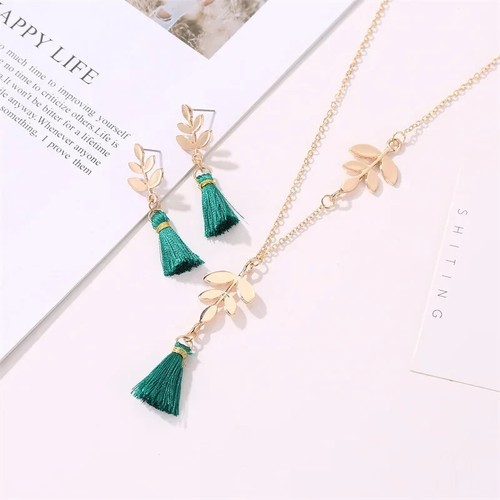 Ensemble bijoux gland vert - de,