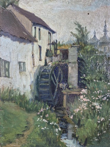 école belge huile sur - École,