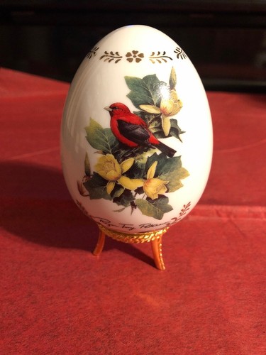 Porcelain songbird egg scarlet - songbird,