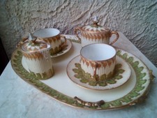 Ancien service à thé porcelaine vert or fin XIX s./ début XX s.  Bac et Périgaud