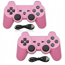 2 Manettes PS3 Sans Fil Rose