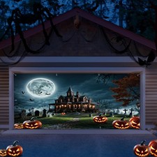Canessioa Halloween Garage Door Cover Decorations 7x16ft Large Garage Door Ba...