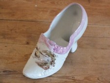 Early 1900s Porcelain Decorative Shoe, Shoe Sailboat Decor