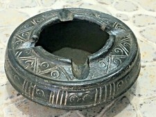 Vintage Ancien Rare Main Noir Marbre Pierre Fumer Cendrier de Collection 11 CM