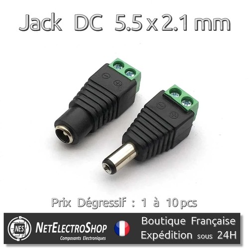Fiche jack 5x2 1mm mâle - fiche,