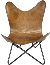 Chaise Papillon Artisanale En Cuir Rustique