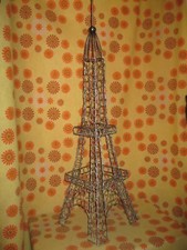 🗼 Vintage Ancienne GRANDE TOUR EIFFEL 90cm en MÉTAL FIL DE FER Sculture Déco