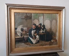 tableau ancien école italienne du XIXe siècle « LE CORDONNIER »
