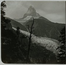Stéréo verre Ferrier & Soulier. Le mont Cervin et le glacier de Gorner (Suisse).