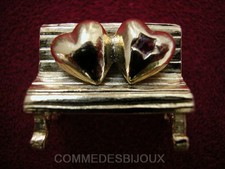 Broche Double Coeur Banc Amour