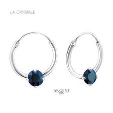 Boucles d’Oreilles - Femme - Créoles - Cristal - Swarovski - Argent 925 - Massif
