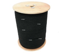 Corde Bout Noir Amarre Ø 16mm Rouleau 100 M En Polyester tordu 3 Torons Bateau