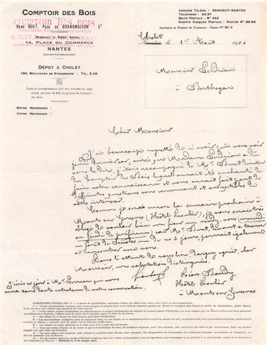 Facture 1925 comptoir des - facture,