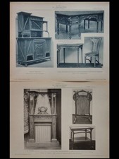 MEUBLES ART NOUVEAU, LE MIDI DECORATIF - 3 PLANCHES 1899 et 1901