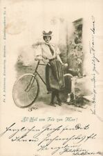 ALL HEIL vom FELS zum MER!-WOMAN BICYCLE-PANTALOONS-FAHRRAD-VELO~1899 POSTCARD