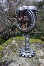SK372 CALICE CIBOIRE VERRE TETE MORT CRANE STEAMPUNK   HEROIC FANTASY GOTHIQUE