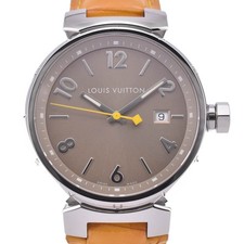 LOUIS VUITTON Tambour Q1112 Date Brown Dial Quartz Men's Watch L#142952