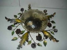 Plafonnier Lustre Or Feuille en Fer Avec Verre De