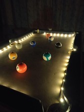 LED Light Billiard Table 85cm Blue/Brown with Balls & Accessories Used