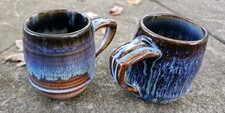 Bill Campbell Studio Pottery Blue Brown Drip Rare Coffe Tea 3.75"