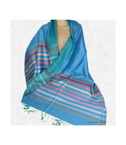 Etole soie naturelle bleu - , à