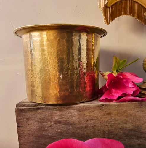 Cache pot ancien laiton - en,