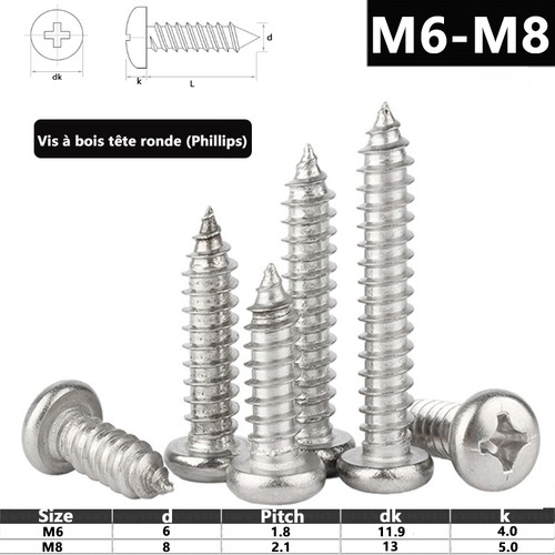 Vis bois m8 - bois, m6