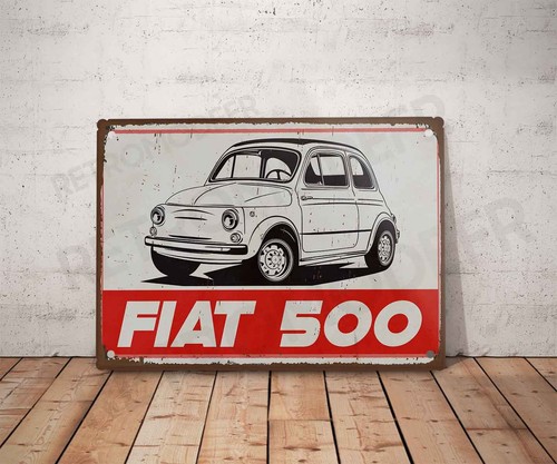 Plaque métal vintage fiat 500 - plaque,
