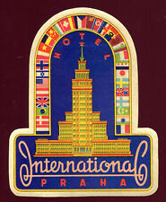 advertising cabin trunk sticker. Hôtel International. Praha. Czech Republic