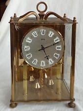 Ancienne pendule horloge Koma 400 jours laiton Verre Made in West Germany 