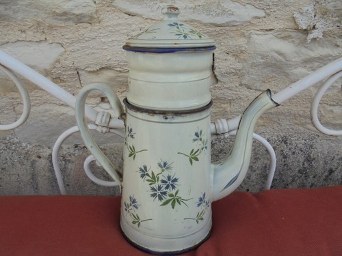 Cafetière émaillée fleurs - cafetière,
