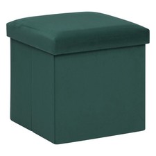 Pouf Pliant en Velours "Trend Tess" 38cm Vert Cèdre