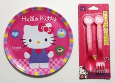 Lot ASSIETTE + COUVERTS HELLO KITTY pour enfant fille