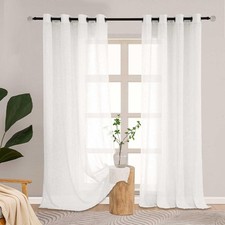 L Z E Rideaux Blanc Écru Courts Modernes avec Œillets pour Salon Semi