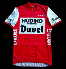 RARE VTG 80s Hudiko Duvel Belgium Beer Cycling Jersey Maillot Maglia DECCA — L