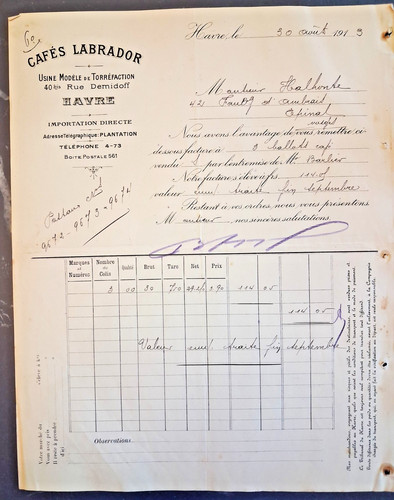 1915 facture ancienne - ancienne, cafe