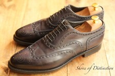 Santoni Blue Purple Leather Oxford Brogue Shoes Men's UK 9 F US 10 EU 43