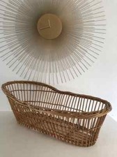 25 ⚜️ Antique Vintage Wicker Rattan Doll Crib Vintage