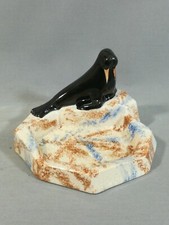 ART DECO EMPTY POCKETS ANIMAL SUBJECT EARTHENWARE STYLE CRACKED MARBLED POLYCHROME 